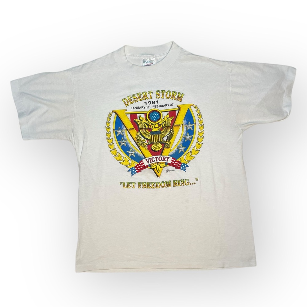 VTG 90s 1991 Desert Storm‎ Let Freedom Ring T Shirt Victory Single Stitch Large